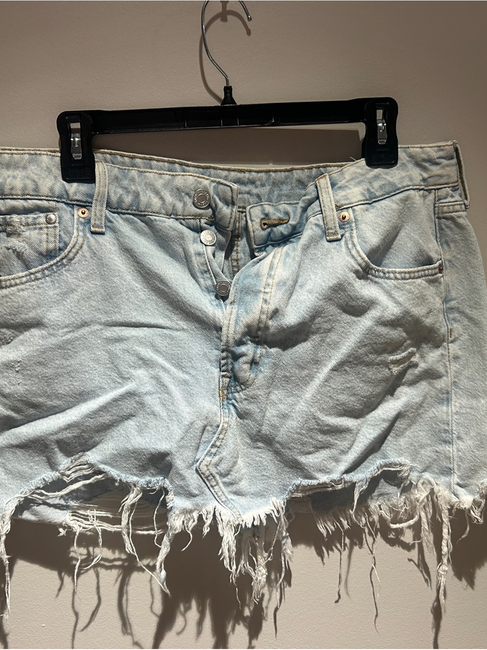 Light Wash Distressed Denim miniskirt - Women
